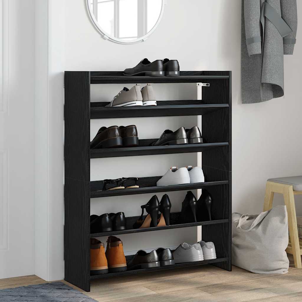 Skohylle Svart 80X25X100 Cm Konstruert Tre