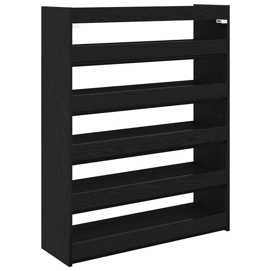 Skohylle Svart 80X25X100 Cm Konstruert Tre