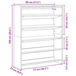 Skohylle Svart 80X25X100 Cm Konstruert Tre