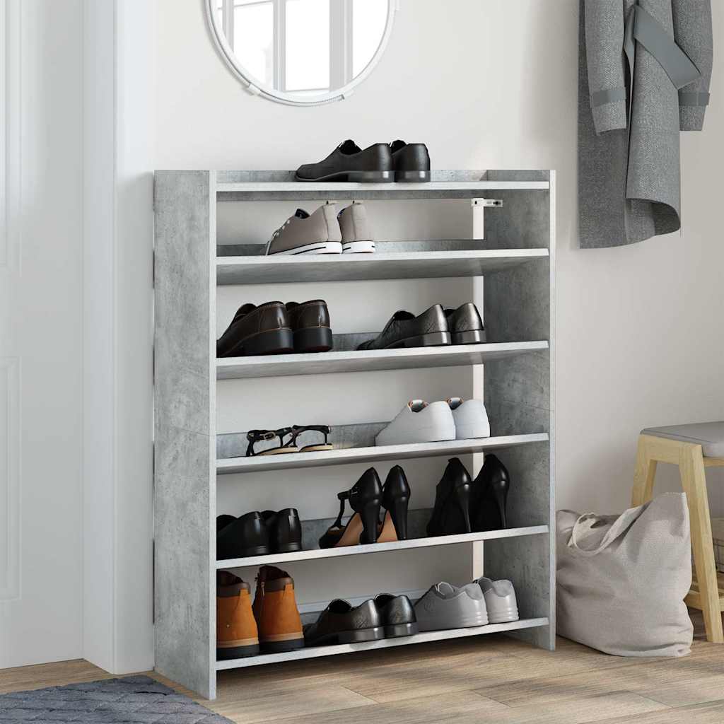 Skohylle Betonggrå 80X25X100 Cm Konstruert Tre