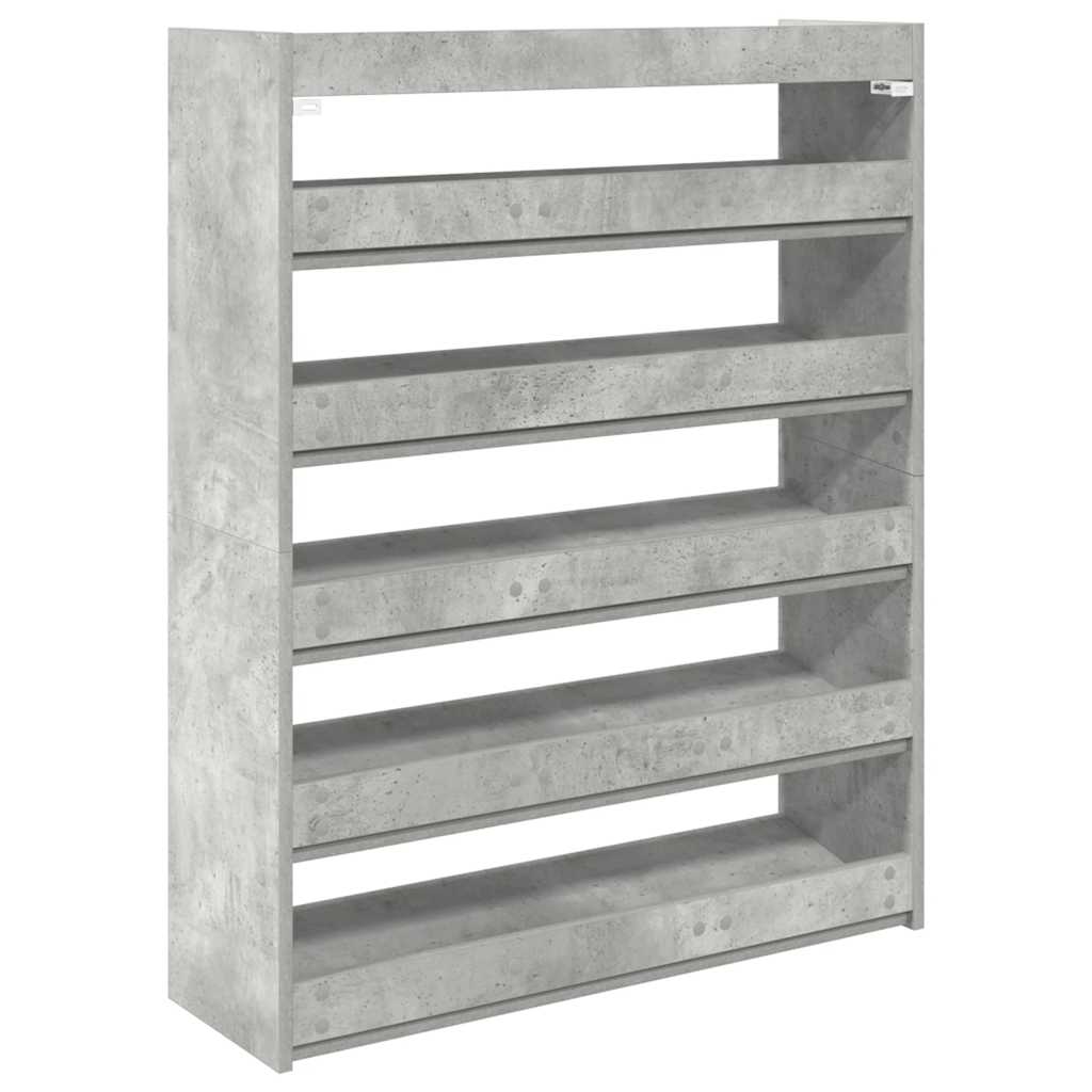Skohylle Betonggrå 80X25X100 Cm Konstruert Tre