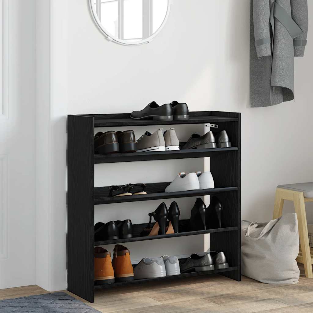 Skohylle Svart 80X25X81 Cm Konstruert Tre