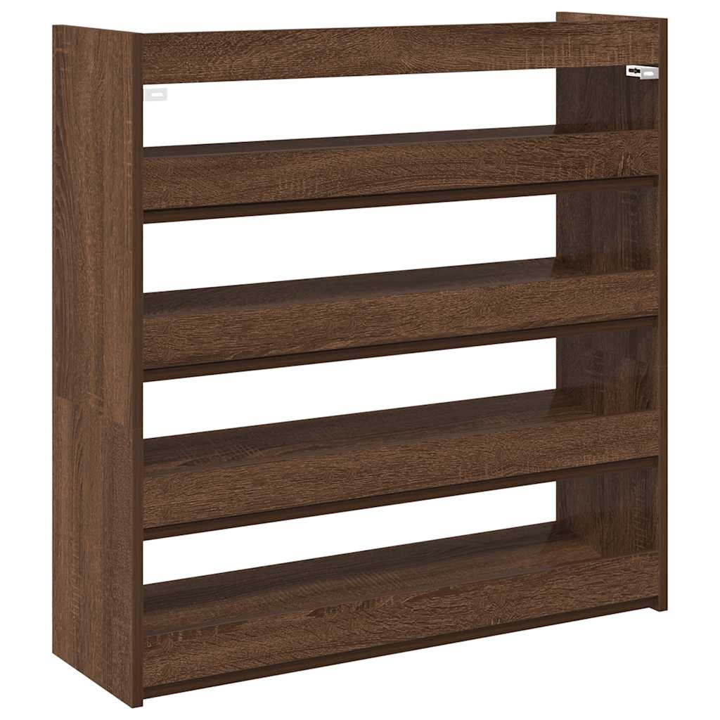 Skohylle Brun Eik 80X25X81 Cm Konstruert Tre