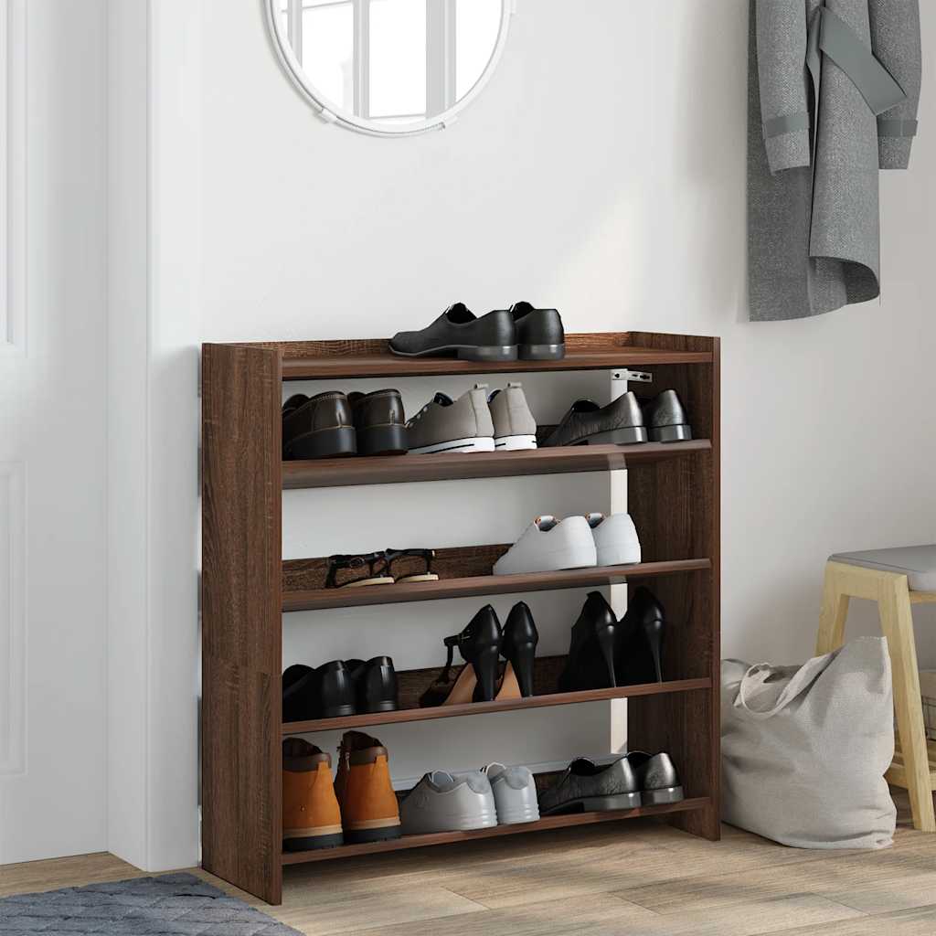Skohylle Brun Eik 80X25X81 Cm Konstruert Tre