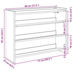 Skohylle Svart 80X25X62 Cm Konstruert Tre