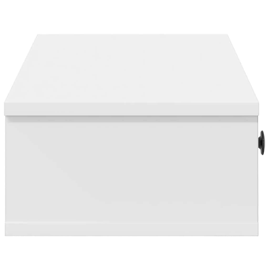 Vegghylle Med Skuffer Hvit 60X28X15 Cm Konstruert Tre