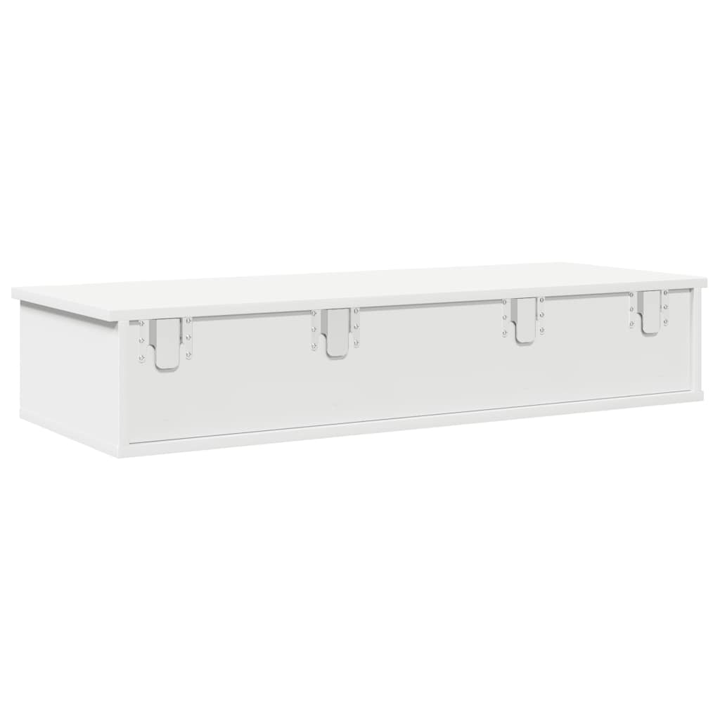 Vegghylle Med Skuffer Hvit 100X37,5X19 Cm Konstruert Tre
