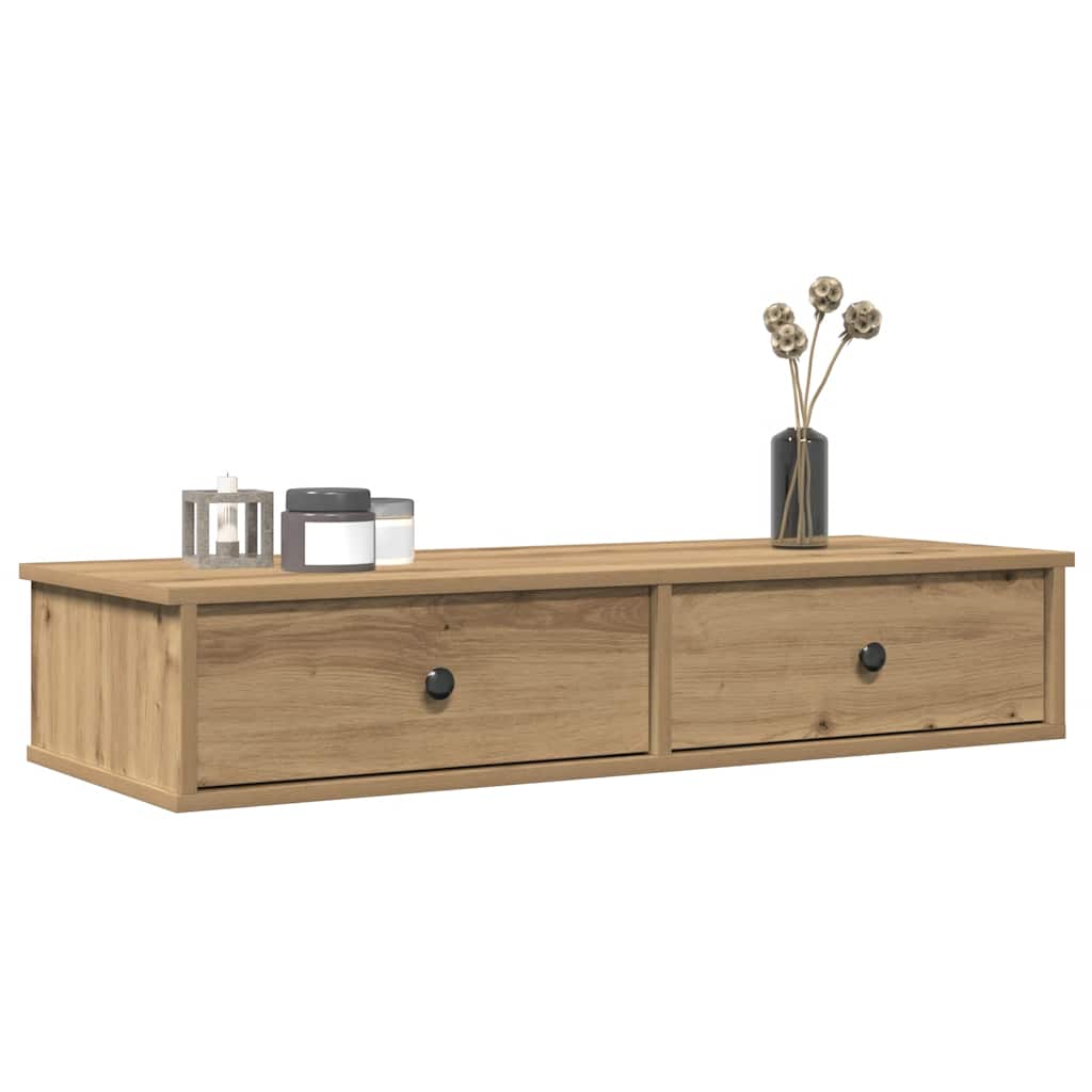 Vegghylle Med Skuffer Artisian Eik 100X37,5X19Cm Konstruert Tre