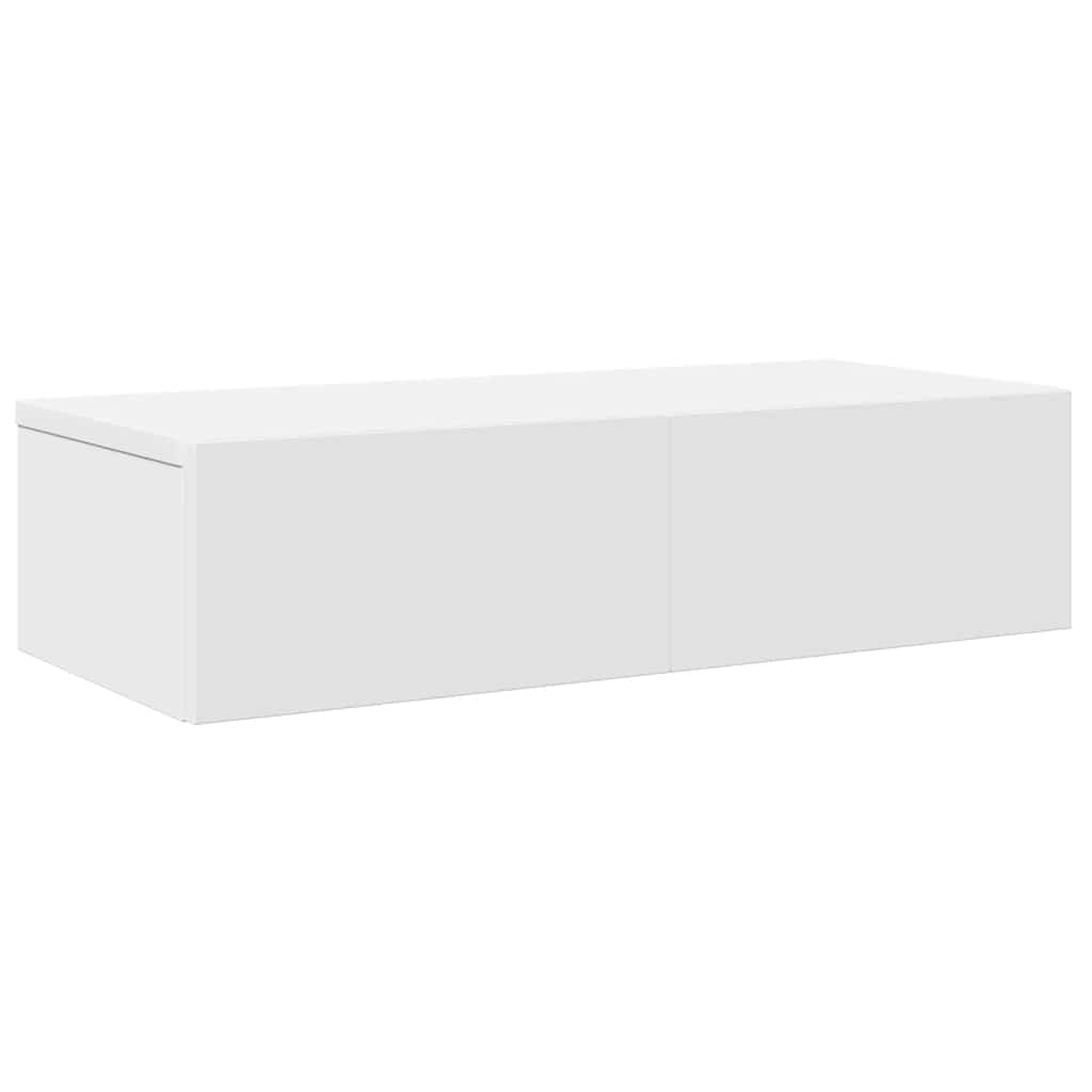 Vegghylle Med Skuffer Hvit 60X26,5X15 Cm Konstruert Tre