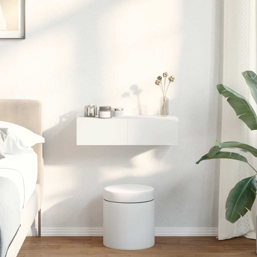 Vegghylle Med Skuffer Hvit 60X26,5X15 Cm Konstruert Tre