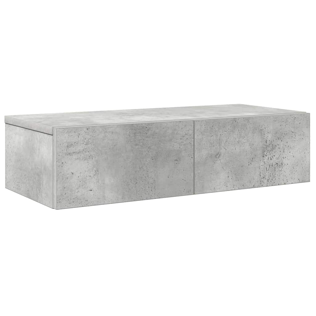 Vegghylle Med Skuffer Betonggrå 60X26,5X15 Cm Konstruert Tre