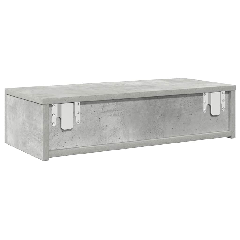 Vegghylle Med Skuffer Betonggrå 60X26,5X15 Cm Konstruert Tre