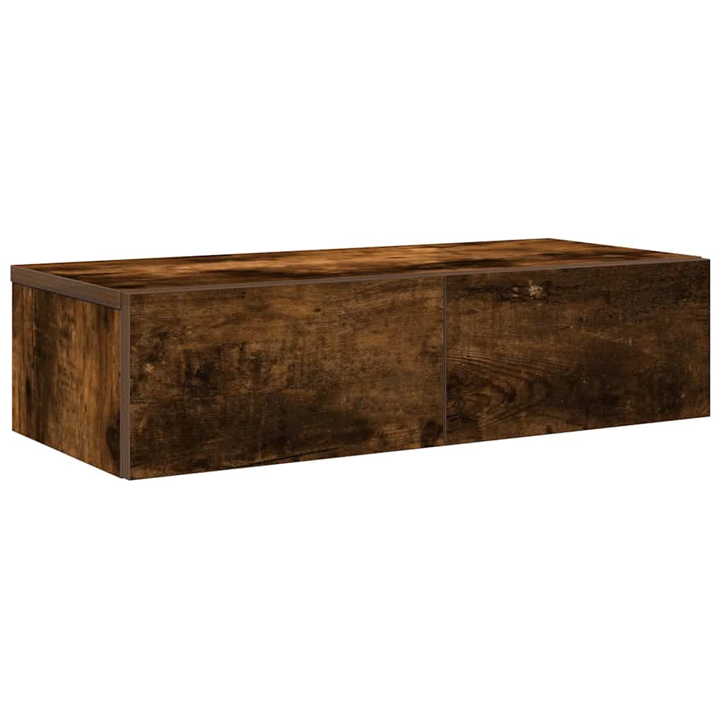 Vegghylle Med Skuffer Røkt Eik 60X26,5X15 Cm Konstruert Tre