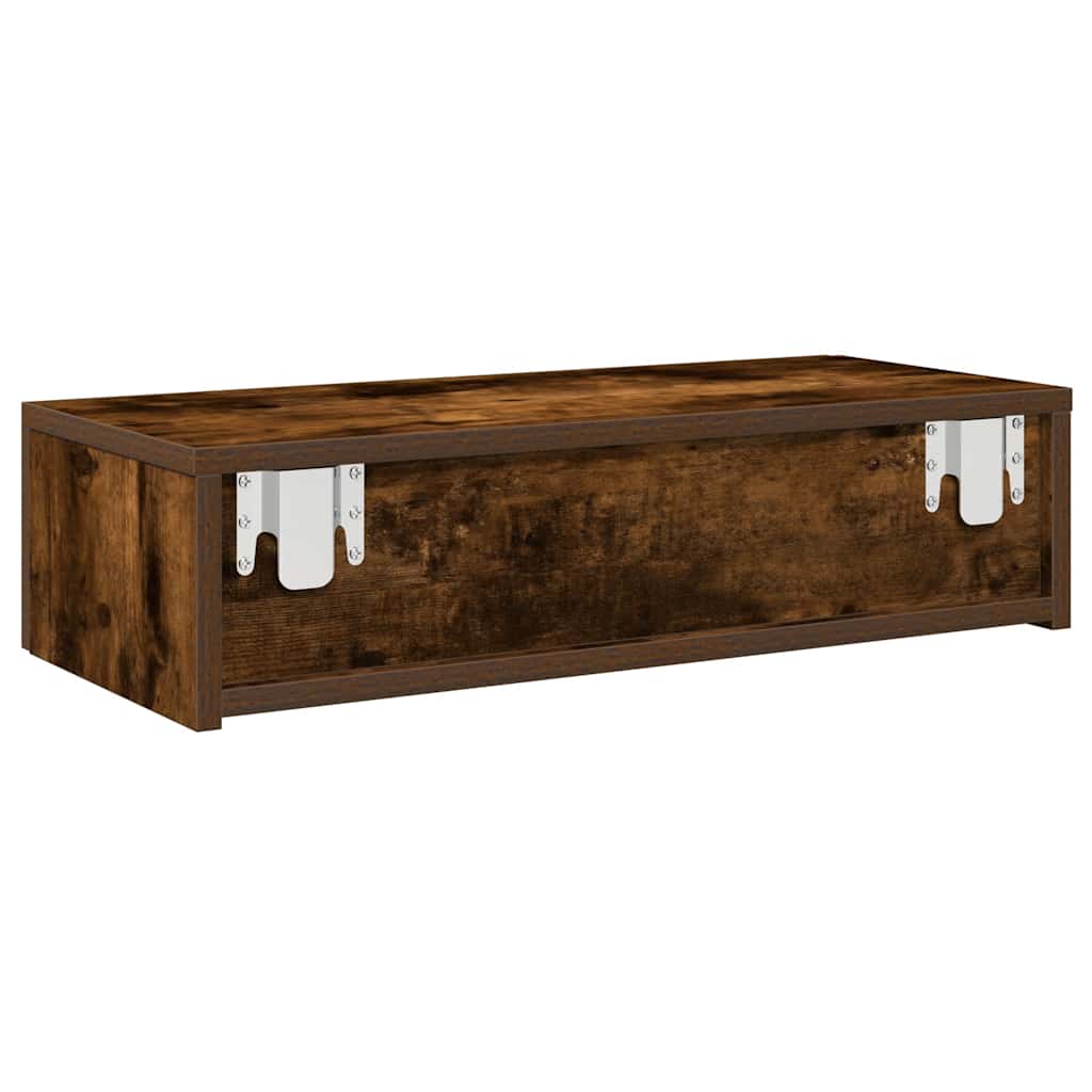 Vegghylle Med Skuffer Røkt Eik 60X26,5X15 Cm Konstruert Tre