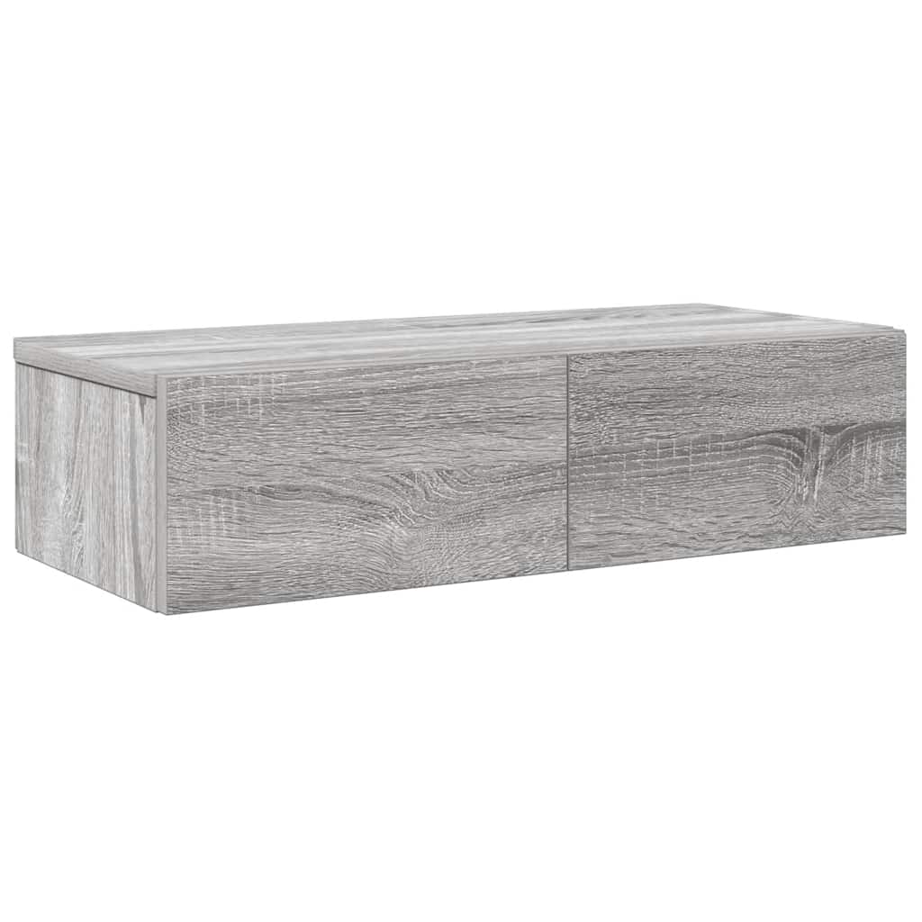 Vegghylle Med Skuffer Grå Sonoma 60X26,5X15 Cm Konstruert Tre