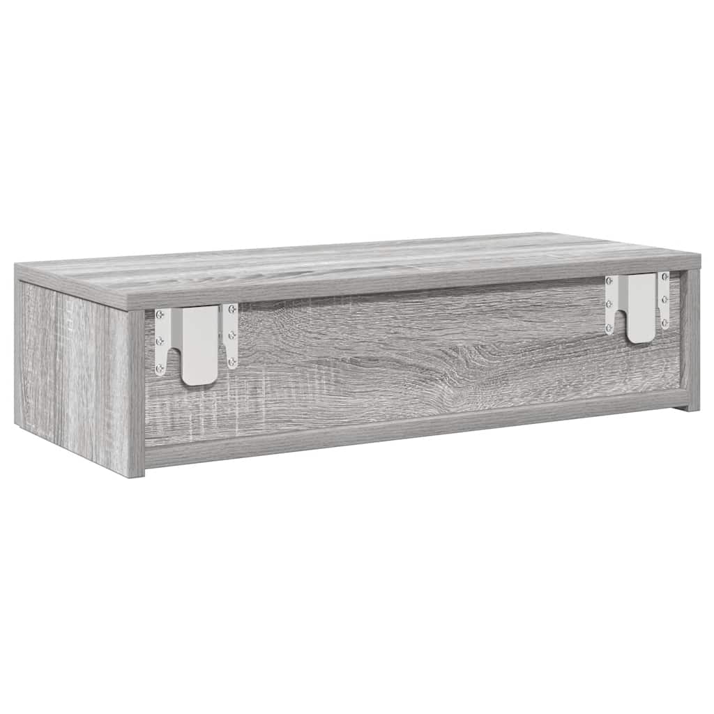 Vegghylle Med Skuffer Grå Sonoma 60X26,5X15 Cm Konstruert Tre