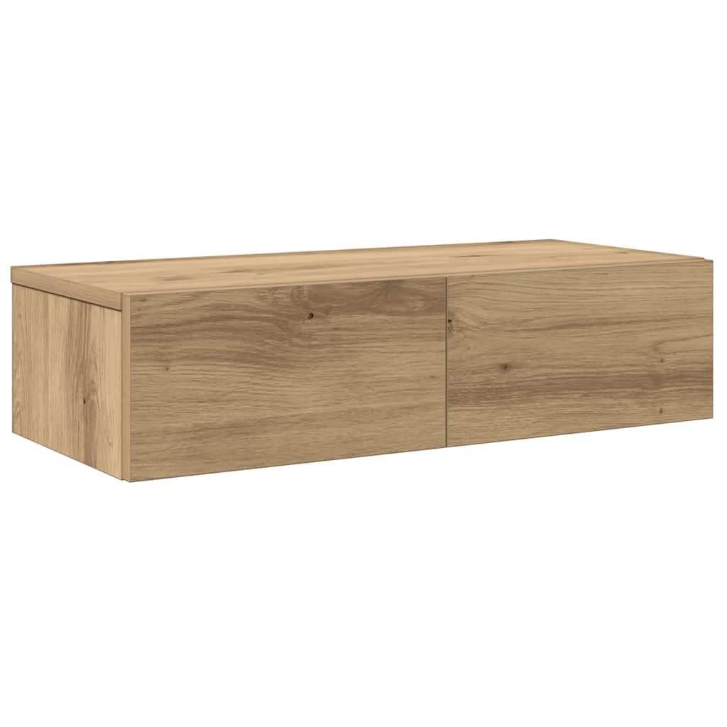 Vegghylle Med Skuffer Artisian Eik 60X26,5X15 Cm Konstruert Tre