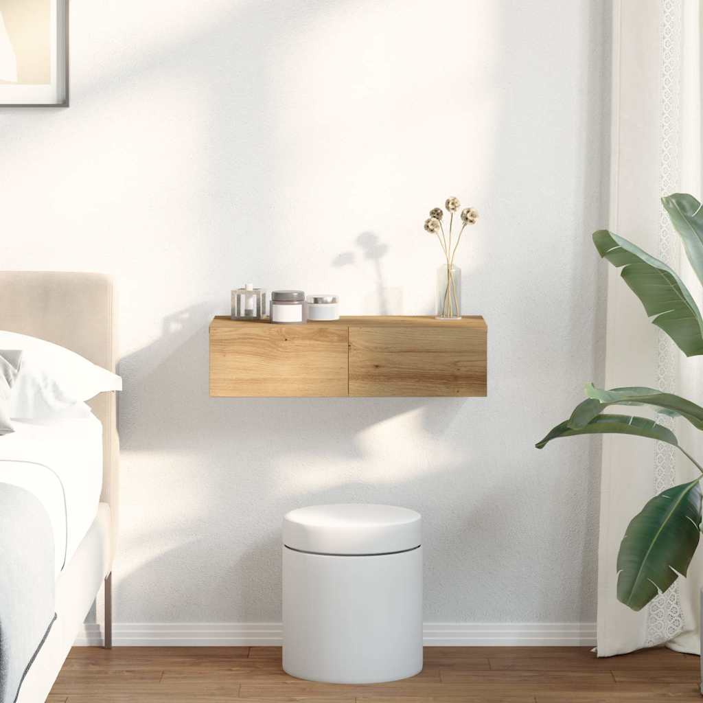 Vegghylle Med Skuffer Artisian Eik 60X26,5X15 Cm Konstruert Tre