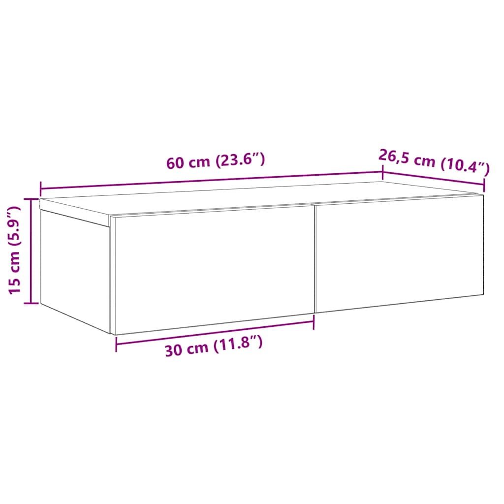 Vegghylle Med Skuffer Artisian Eik 60X26,5X15 Cm Konstruert Tre