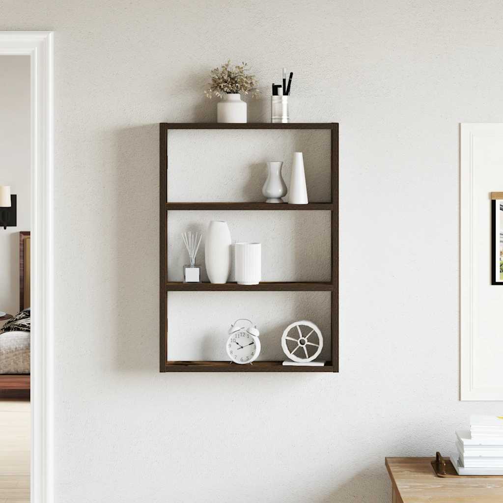 Vegghylle Røkt Eik 43X9X60 Cm Konstruert Tre