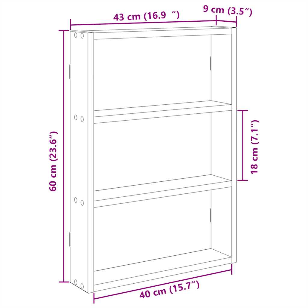 Vegghylle Røkt Eik 43X9X60 Cm Konstruert Tre