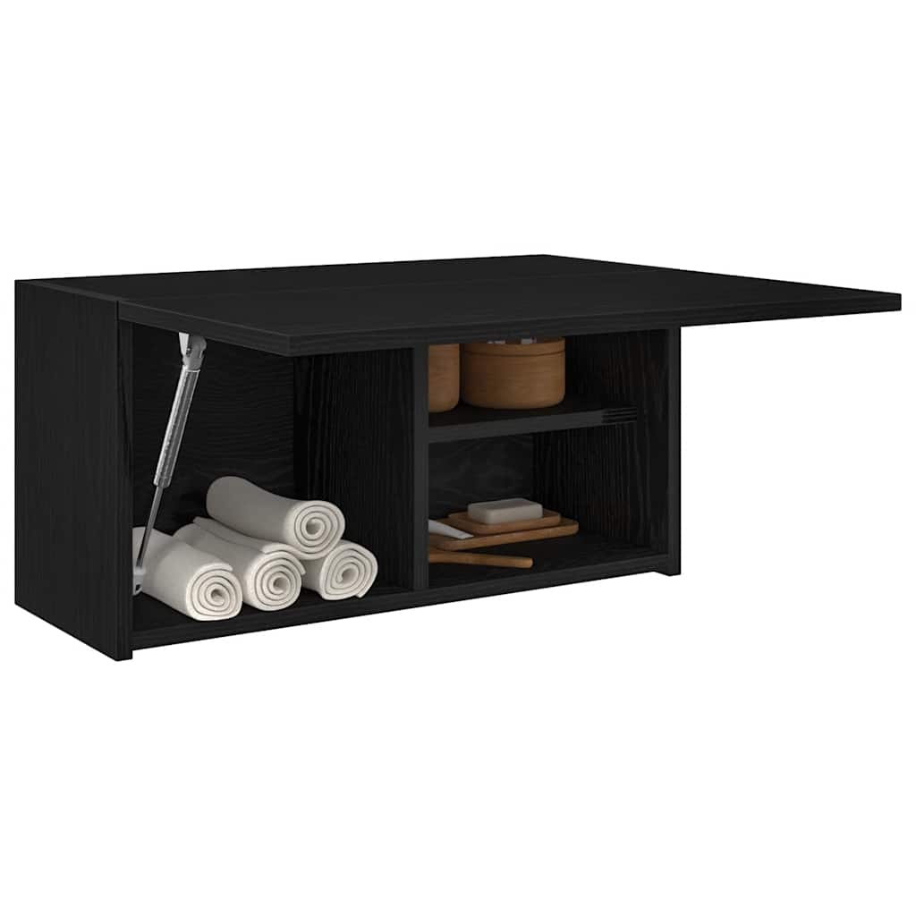 Veggskap Til Baderom Svart 60X25X30 Cm Konstruert Tre