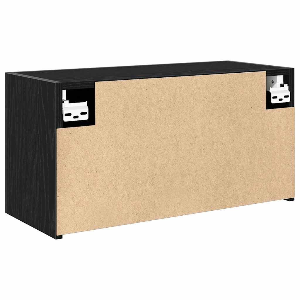 Veggskap Til Baderom Svart 60X25X30 Cm Konstruert Tre