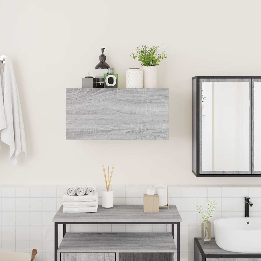 Veggskap Til Baderom Grå Sonoma 60X25X30 Cm Konstruert Tre
