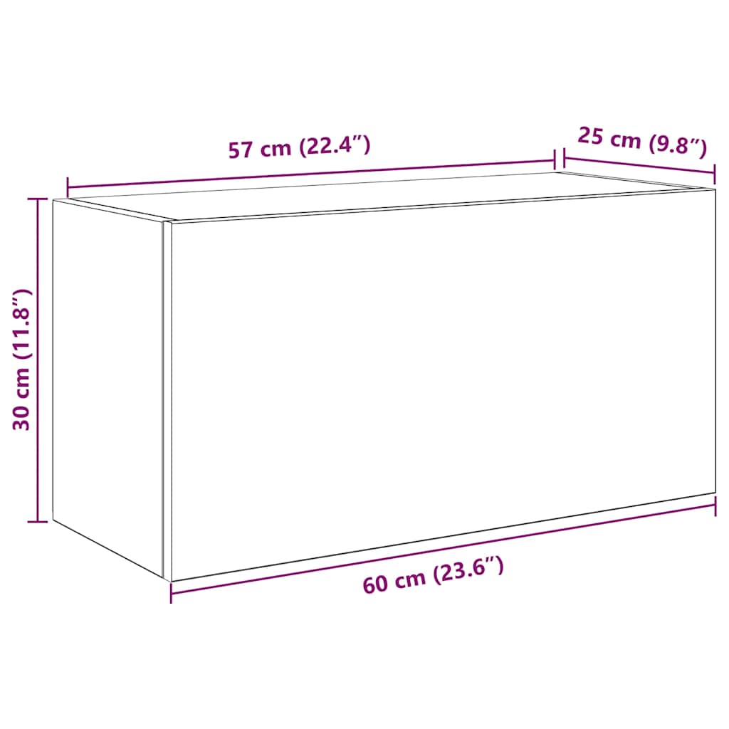 Veggskap Til Baderom Grå Sonoma 60X25X30 Cm Konstruert Tre