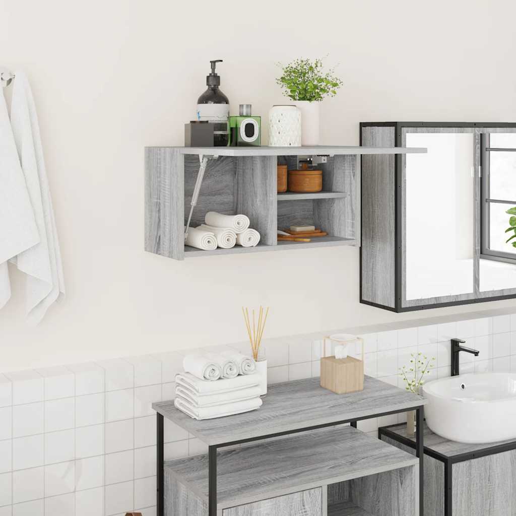 Veggskap Til Baderom Grå Sonoma 60X25X30 Cm Konstruert Tre