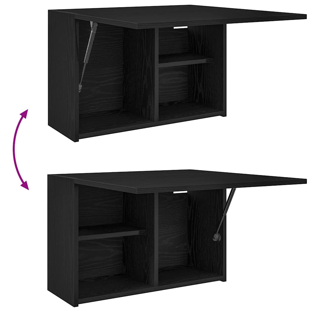 Veggskap Til Baderom Svart 60X25X40 Cm Konstruert Tre