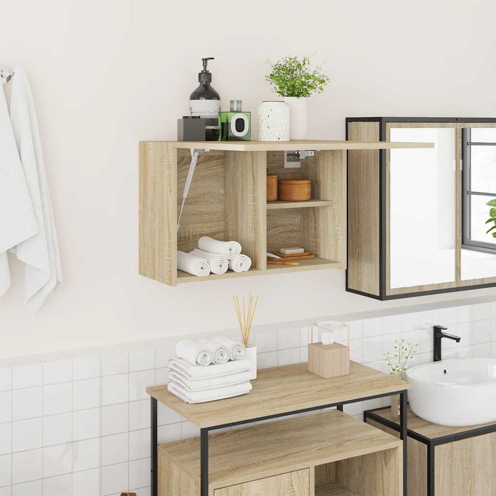Veggskap Til Baderom Sonoma Eik 60X25X40 Cm Konstruert Tre