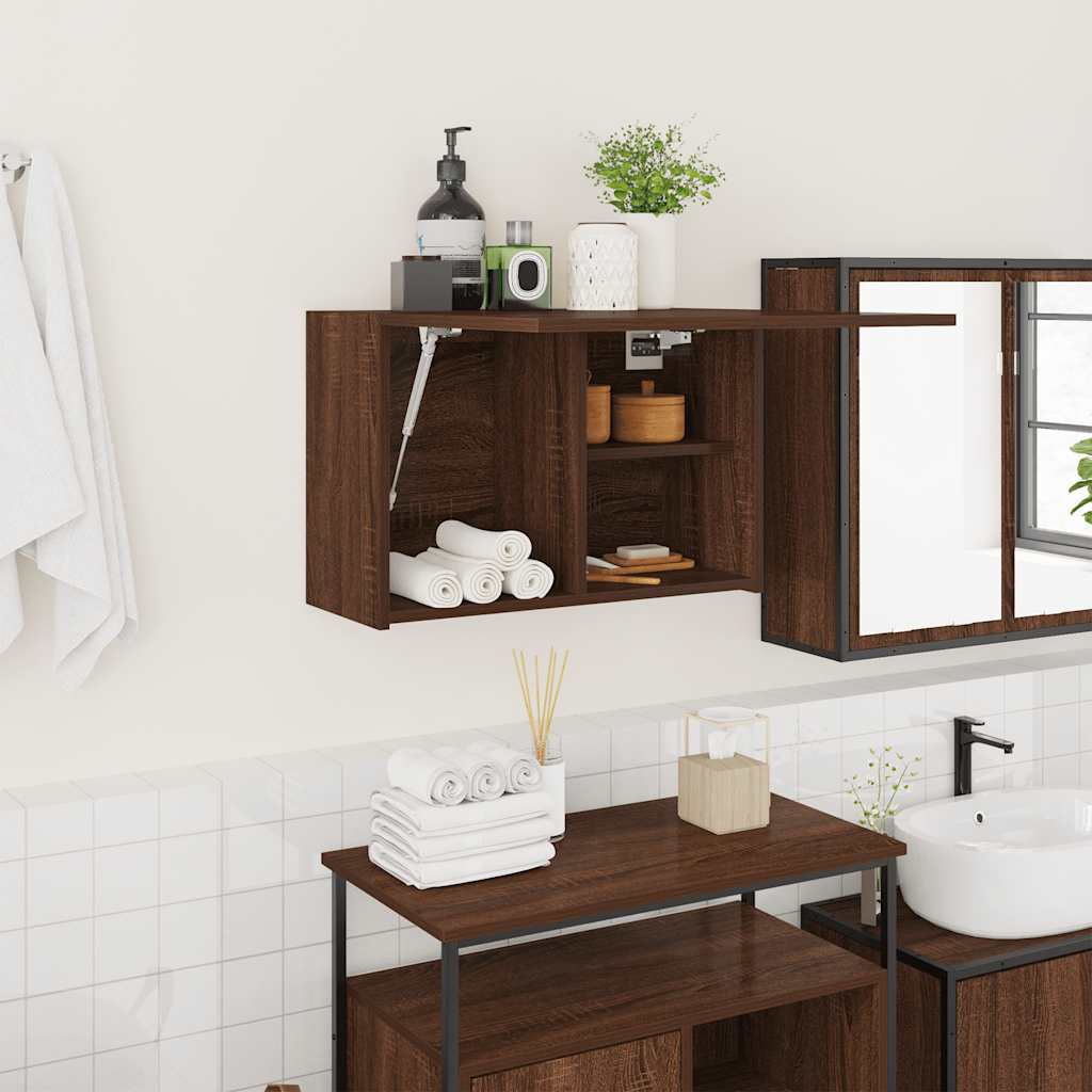 Veggskap Til Baderom Brun Eik 60X25X40 Cm Konstruert Tre