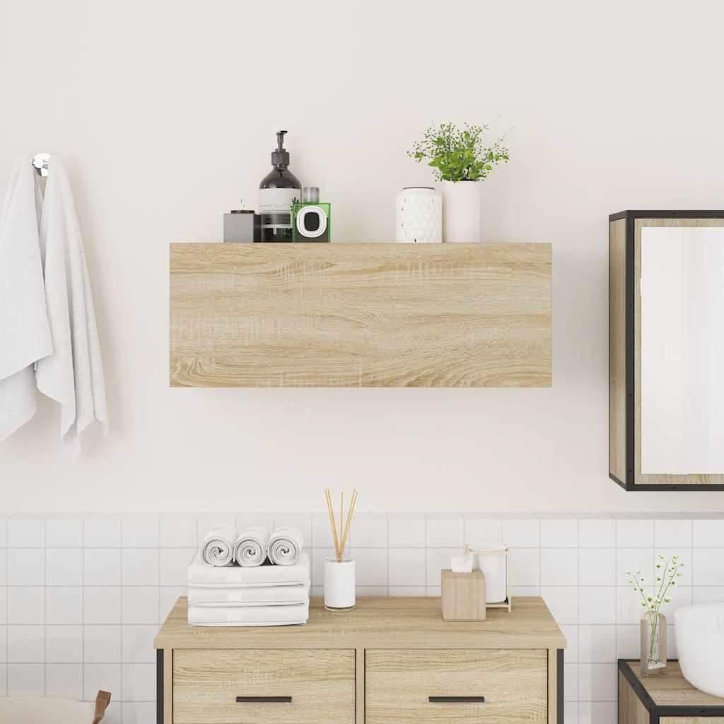 Veggskap Til Baderom Sonoma Eik 80X25X30 Cm Konstruert Tre