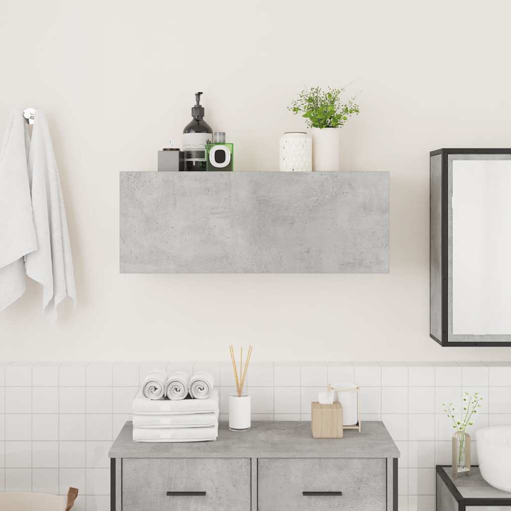 Veggskap Til Baderom Betonggrå 80X25X30 Cm Konstruert Tre