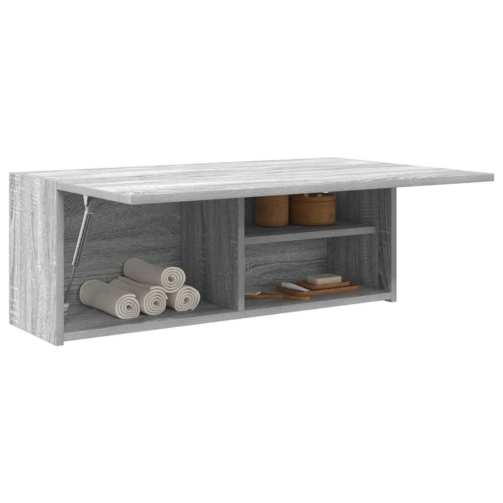 Veggskap Til Baderom Grå Sonoma 80X25X30 Cm Konstruert Tre