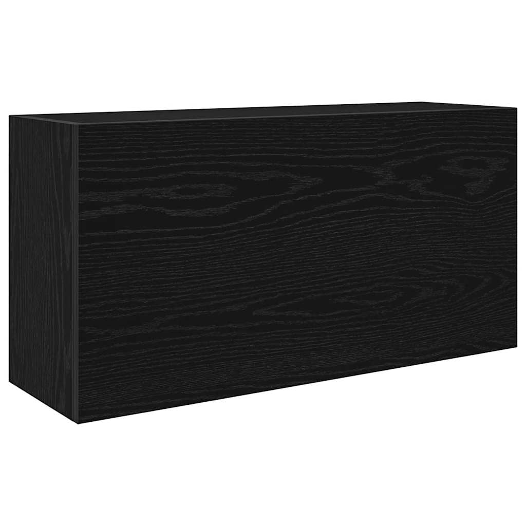 Veggskap Til Baderom Svart 80X25X40 Cm Konstruert Tre