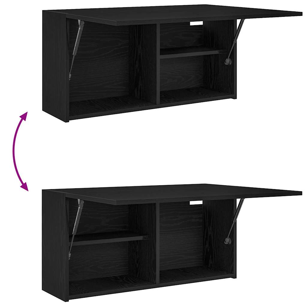 Veggskap Til Baderom Svart 80X25X40 Cm Konstruert Tre