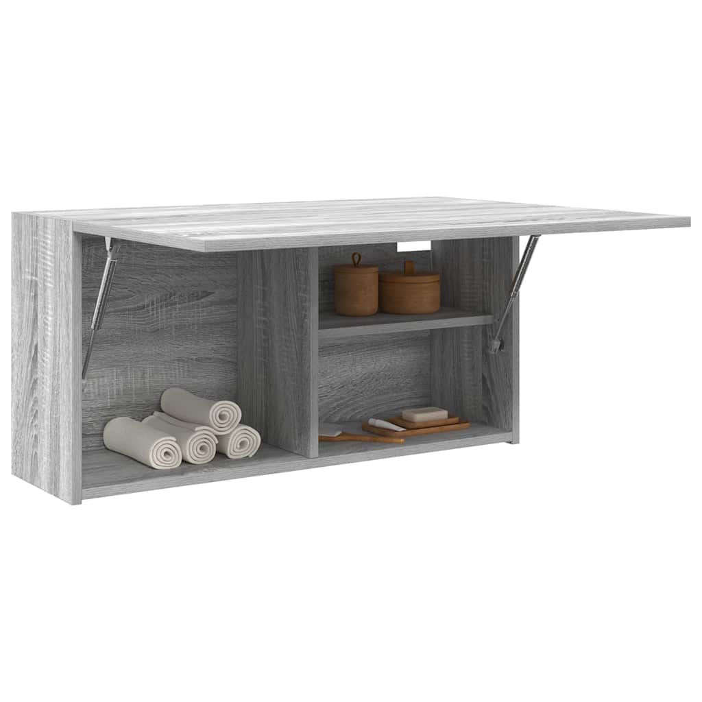 Veggskap Til Baderom Grå Sonoma 80X25X40 Cm Konstruert Tre