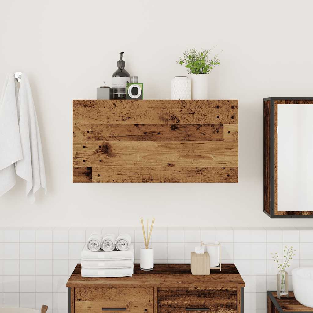 Veggskap Til Baderom Gammelt Tre 80X25X40 Cm Konstruert Tre