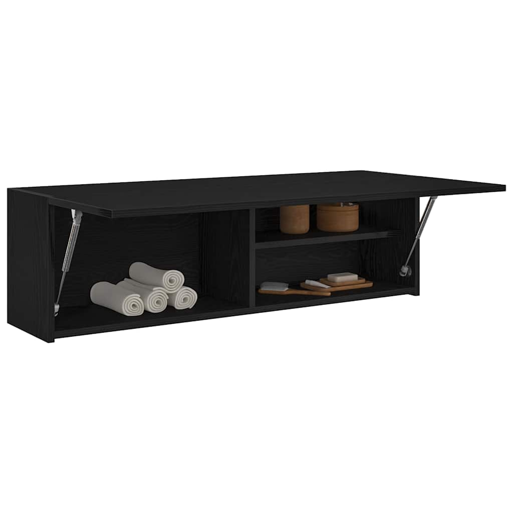 Veggskap Til Baderom Svart 100X25X30 Cm Konstruert Tre
