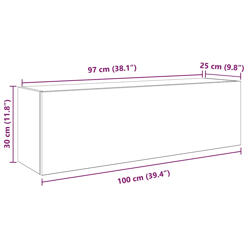 Veggskap Til Baderom Røkt Eik 100X25X30 Cm Konstruert Tre