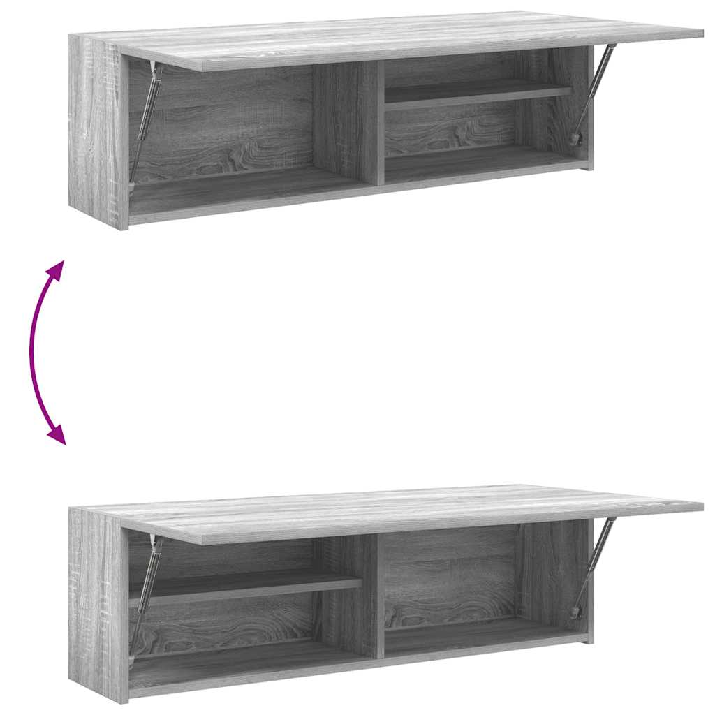 Veggskap Til Baderom Grå Sonoma 100X25X30 Cm Konstruert Tre