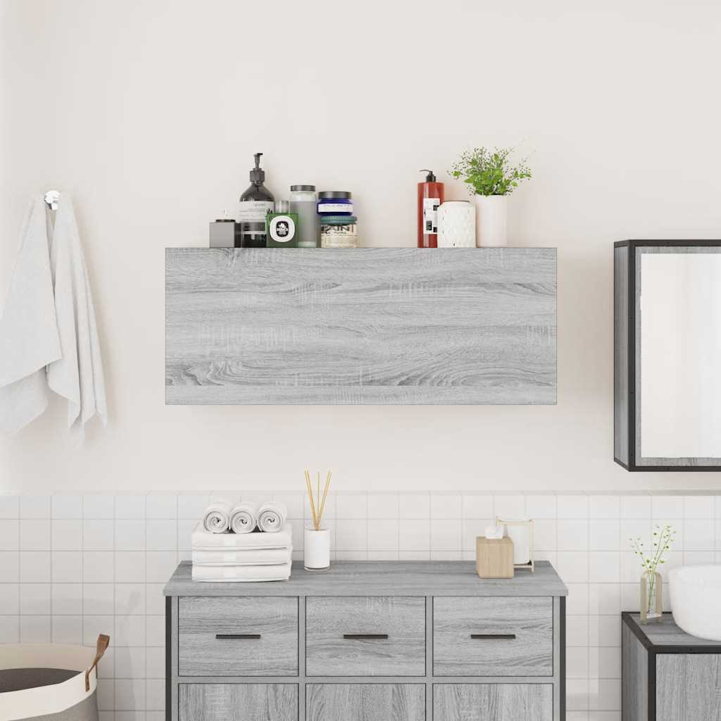 Veggskap Til Baderom Grå Sonoma 100X25X40 Cm Konstruert Tre