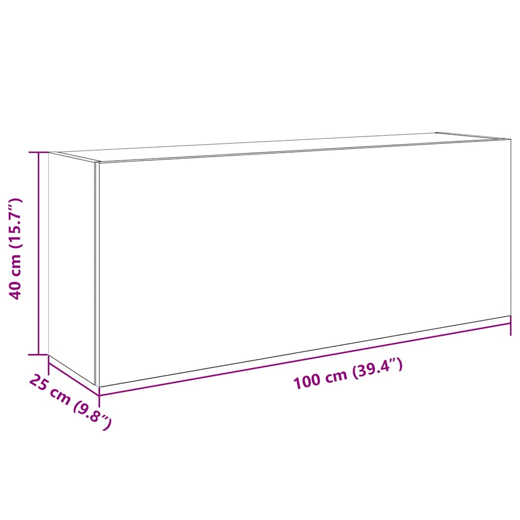 Veggskap Til Baderom Grå Sonoma 100X25X40 Cm Konstruert Tre