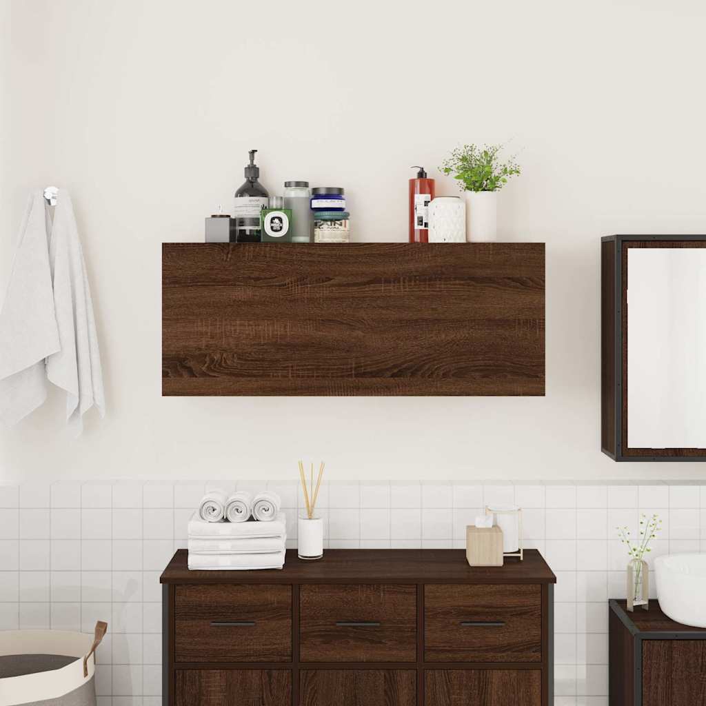 Veggskap Til Baderom Brun Eik 100X25X40 Cm Konstruert Tre