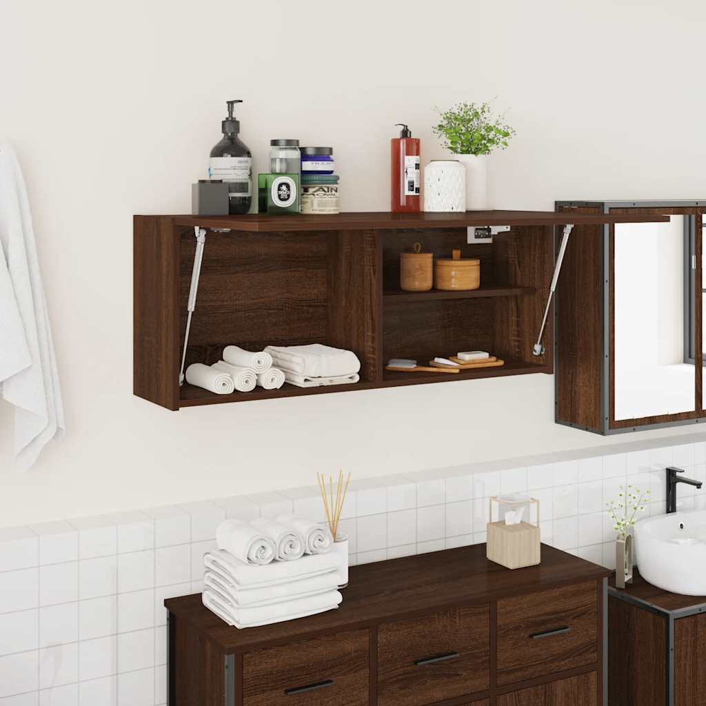 Veggskap Til Baderom Brun Eik 100X25X40 Cm Konstruert Tre