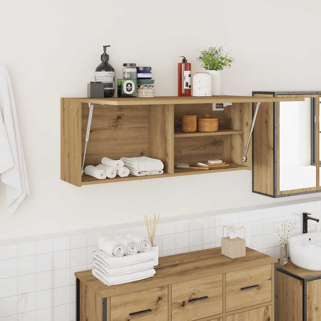 Veggskap Til Baderom Artisan Eik 100X25X40 Cm Konstruert Tre