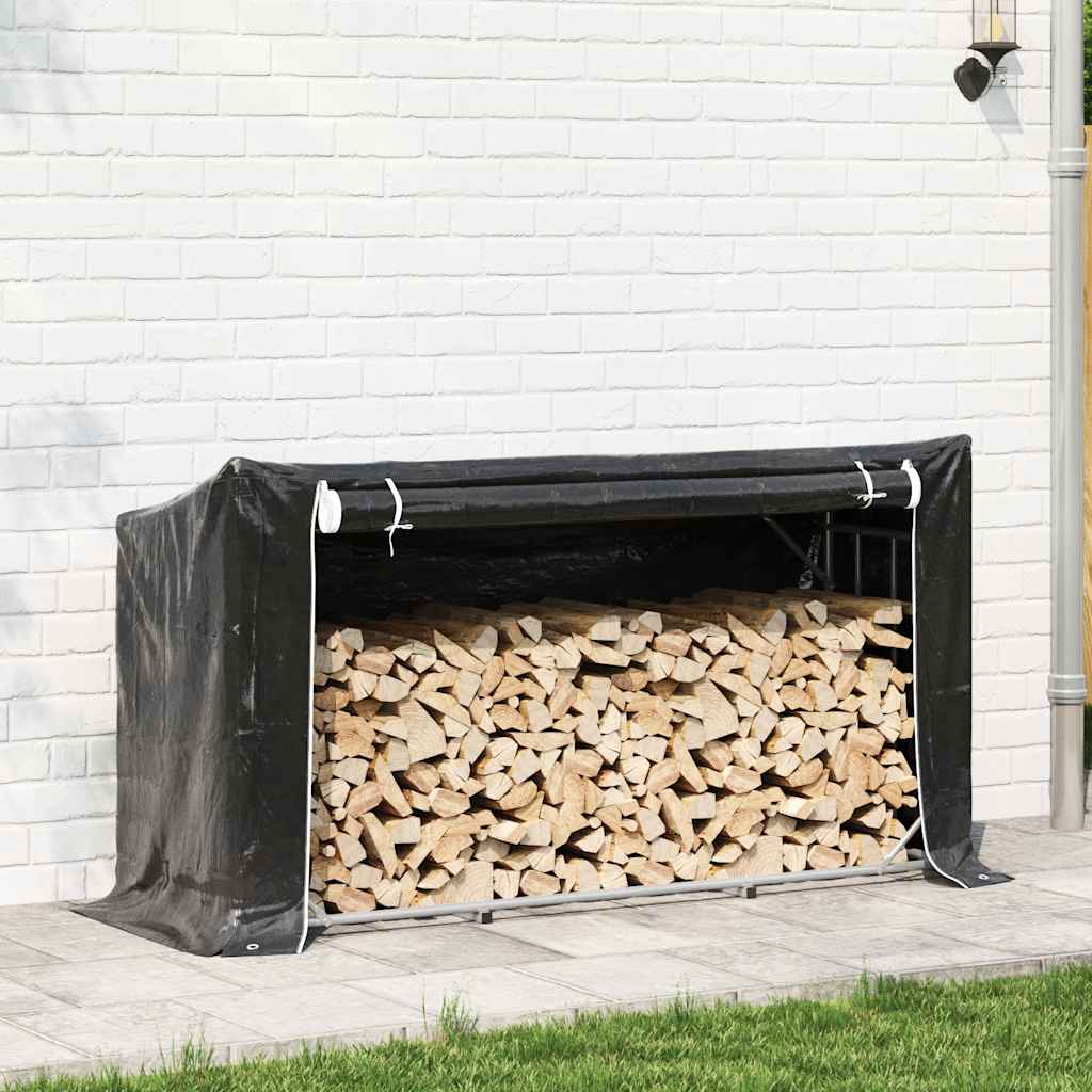 Vedstativ Med Regntrekk 100X40X200 Cm Galvanisert Stål