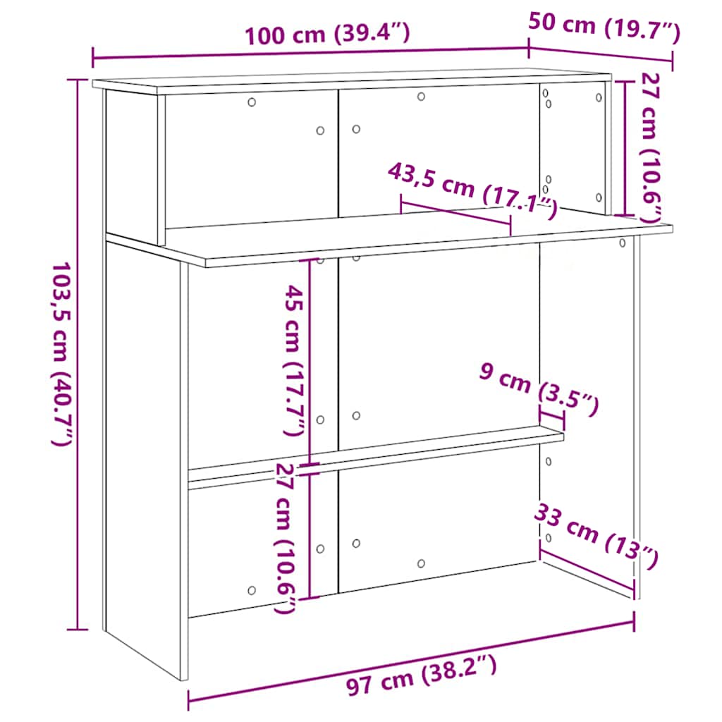 Resepsjonsdisk Hvit 100X50X103,5 Cm Konstruert Tre